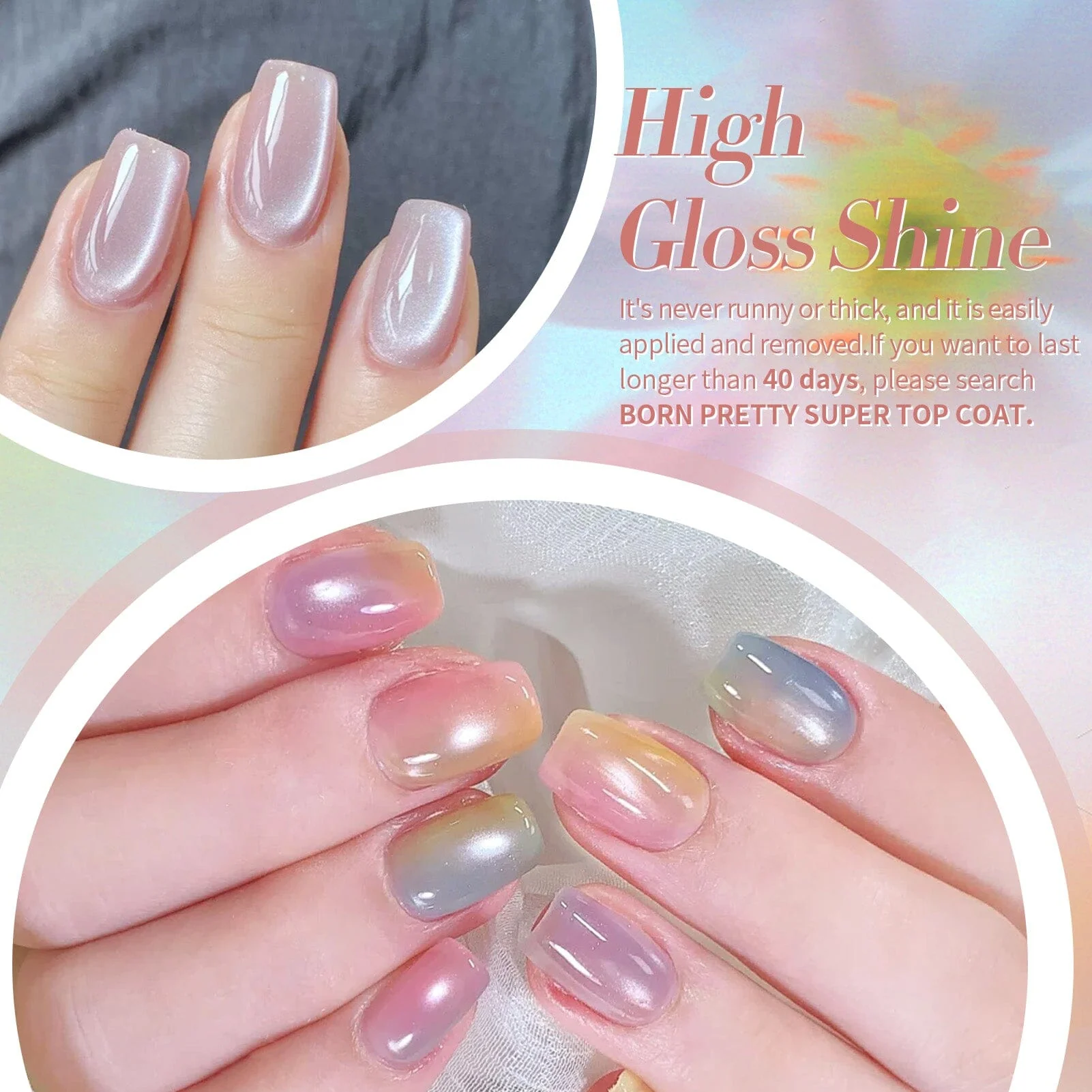 6 Colors Glass Cat Magnetic Gel M08 Jasmine Blossoms 7ml - Image 4